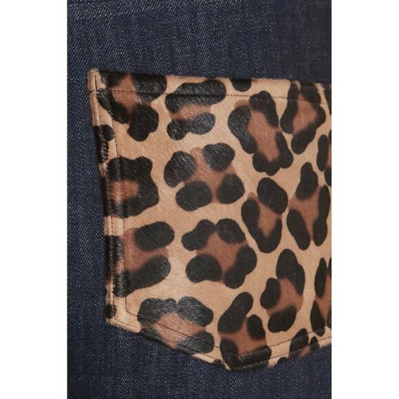 $695 Michael Kors Collection Calf Hair Straight Jean Dark Wash Animal Print EUC - Picture 5 of 14